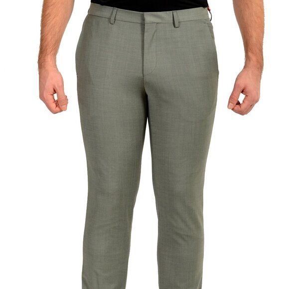 Hugo Boss Men's "Hesten232X" Extra Slim Fit Gray Wool Dress Pants US 32R IT 48 - Picture 1 of 5